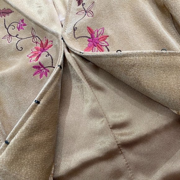 Bandolino Y2K tan embroidered 100% suede jacket - Picture 4 of 15